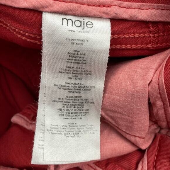 MAJE Broder Tomette Skinny Jean Sz XS Washed Red Pink - Picture 7 of 8